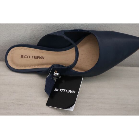 Bottero WMN Sz 6 Navy Blue Leather Botlivia Legacy Pointed Toe Kitten Heels - Picture 5 of 13